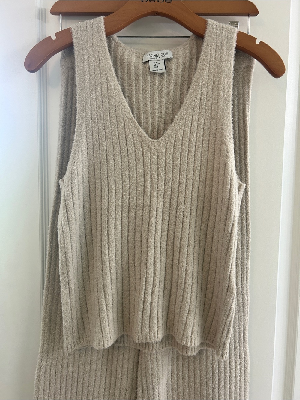 Rachel Zoe Ribbed Knit Tank & Pants Set — Beige - M - Picture 2 of 7